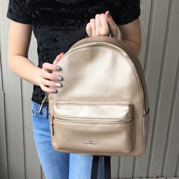 Coach Handbags - Coach • Champagne Silver Adjustable Backpack
